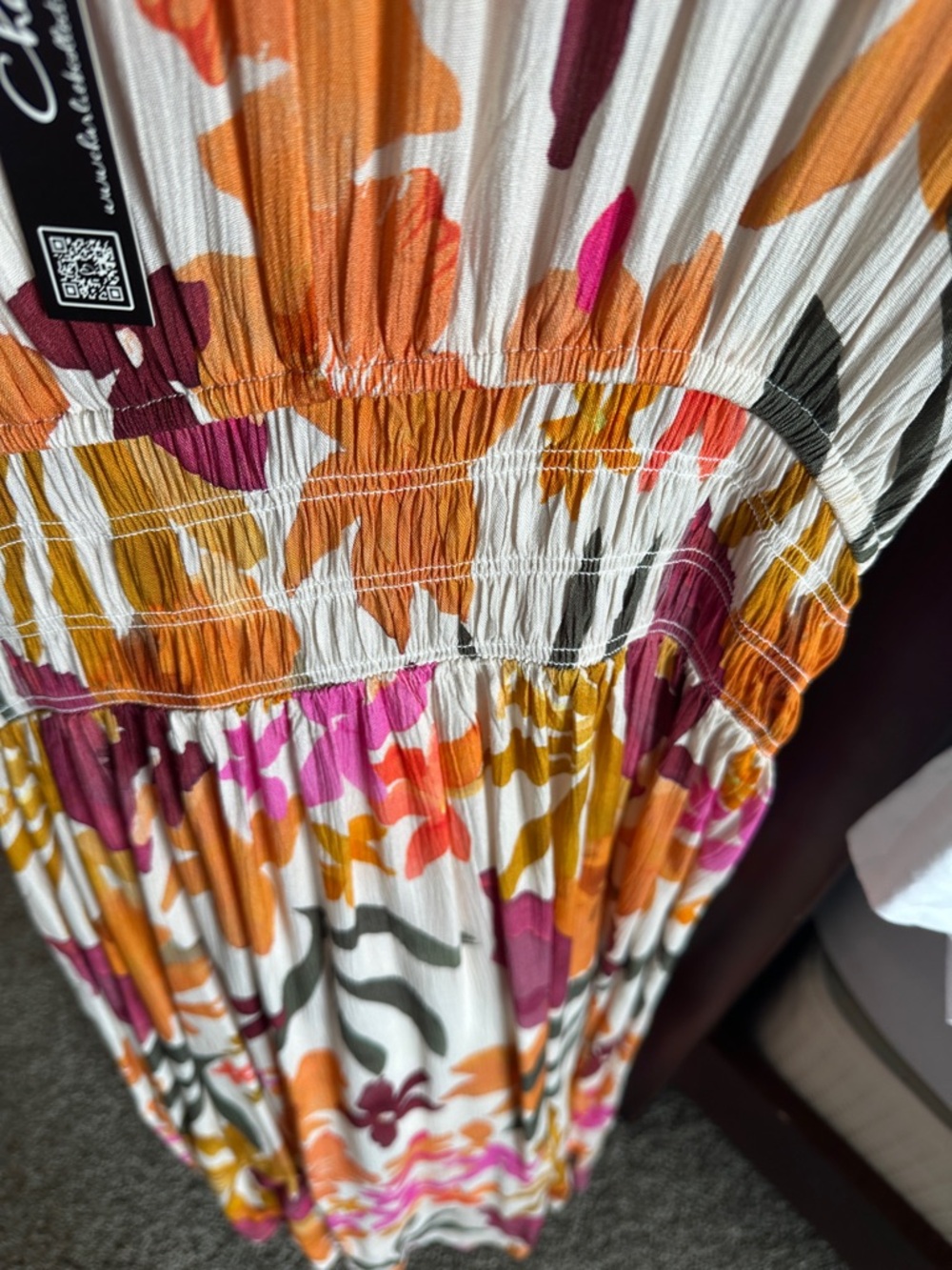 CHARLIE B Floral V-Neck Sleeveless Midi Dress - Pink, Orange & Cream - Picture 5 of 5